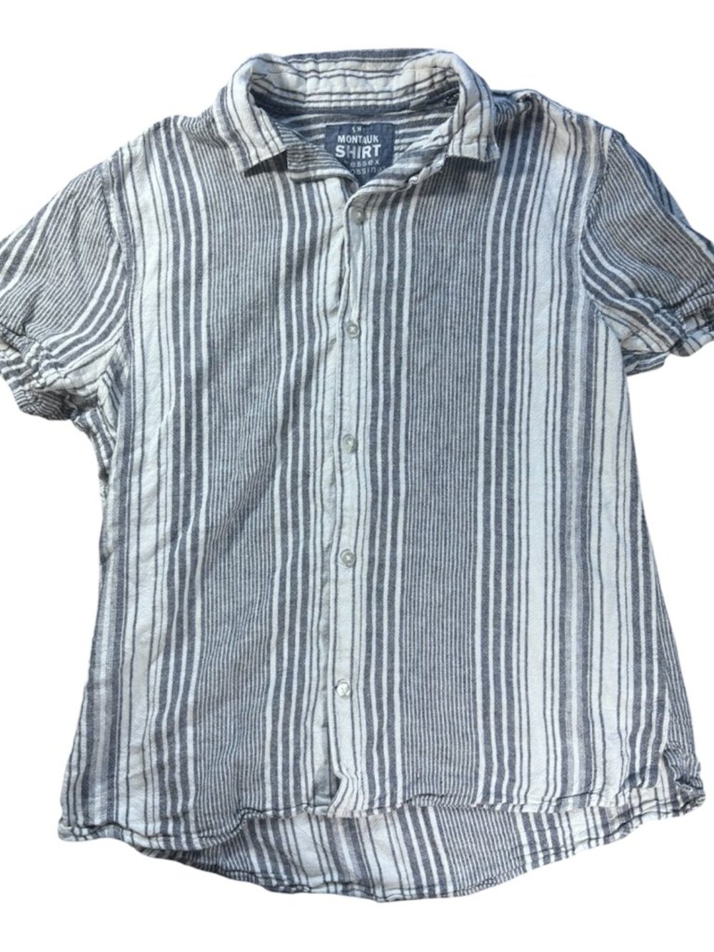 Montauk Men’s Medium Yarn Dyed Blue White Striped Cotton Blend Shirt